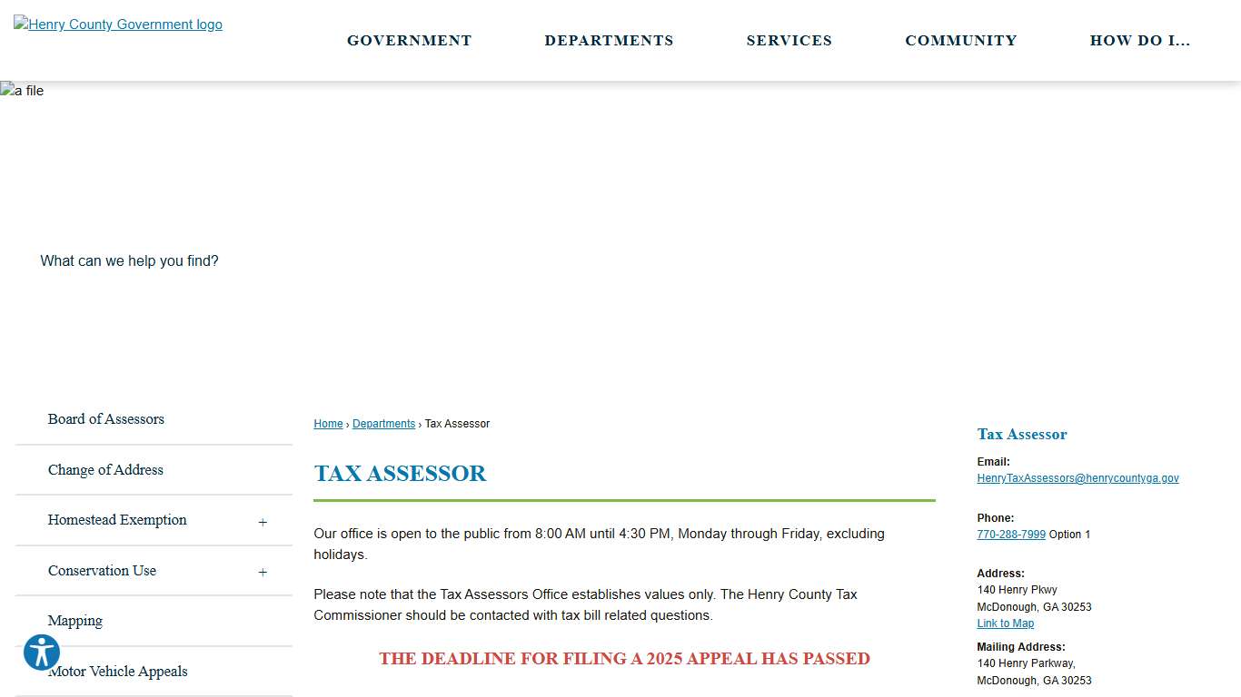 Tax Assessor Henry County, GA - Official Website